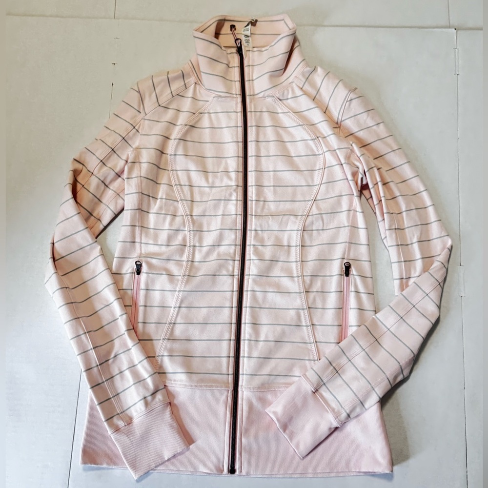 Lululemon Nice Asana Jacket Deauville Stripe Pink /Gray - Size: 10